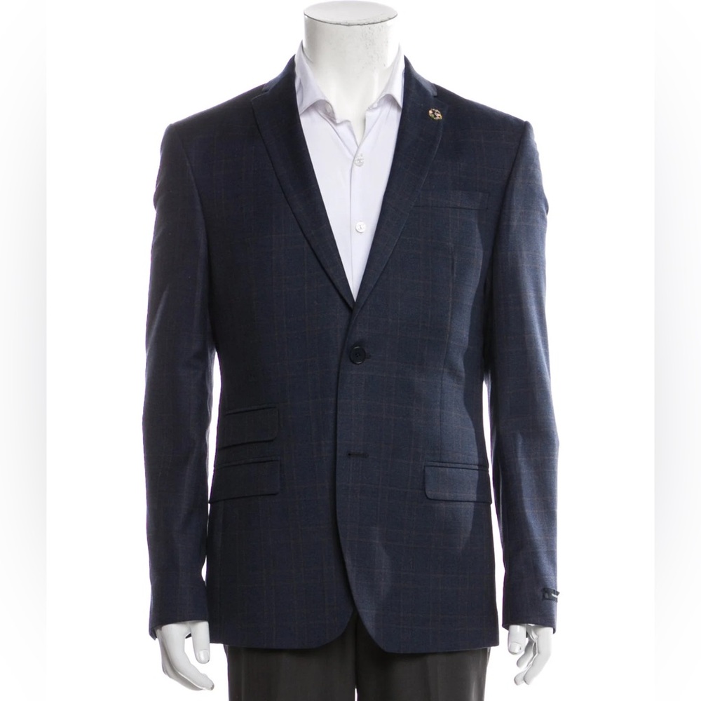 👔NWT- TED BAKER NAVY CHECKERED BLAZER👔